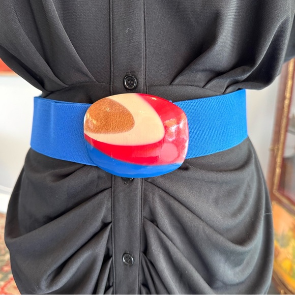 Vintage Wood Buckle Abstract Stretch Belt main image 4